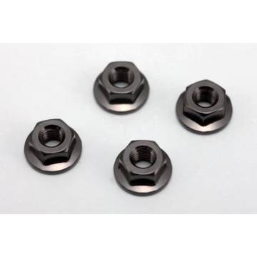 m4 Aluminum Flange Serration Nut Black 4pcs